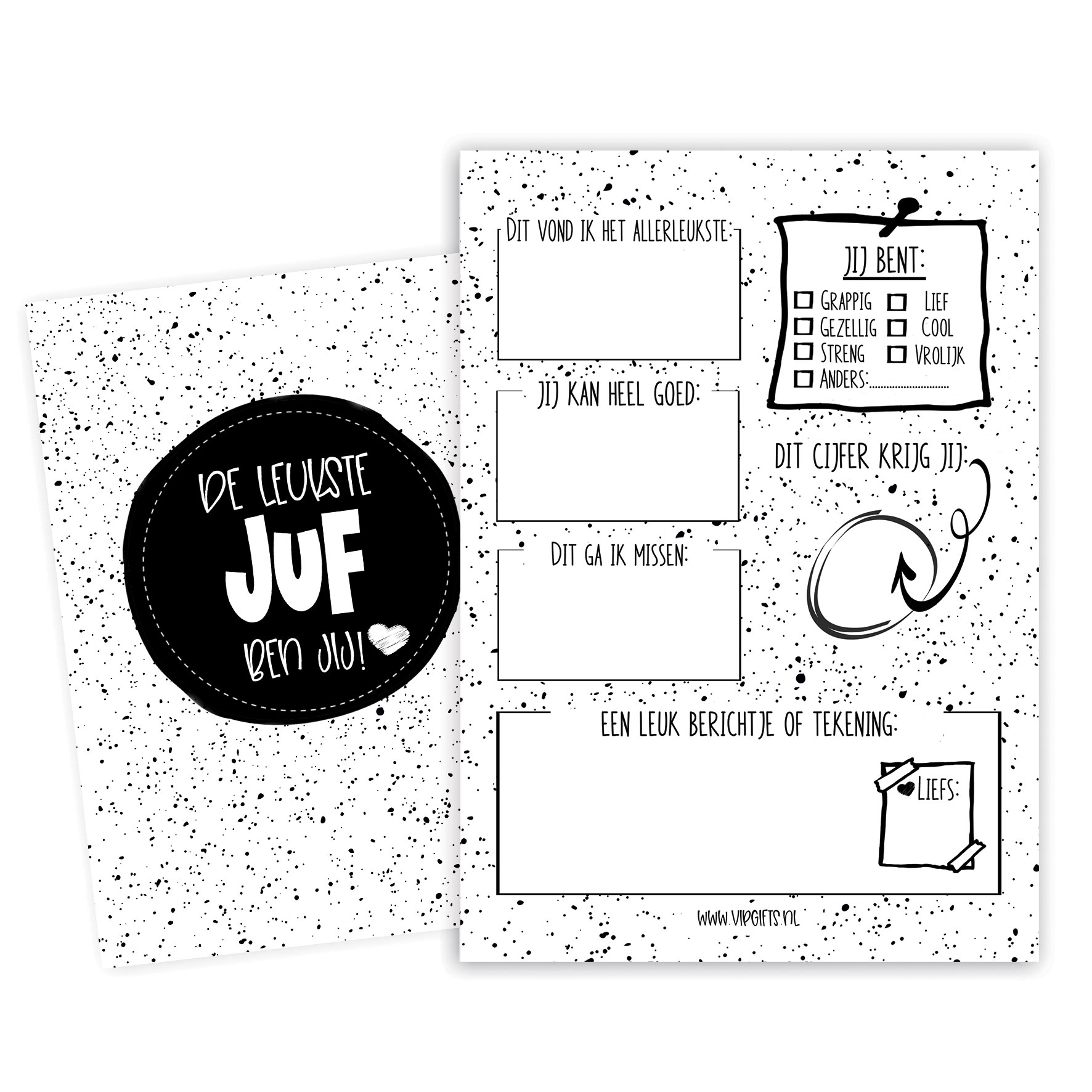 Invulkaart Juf en/of Meester