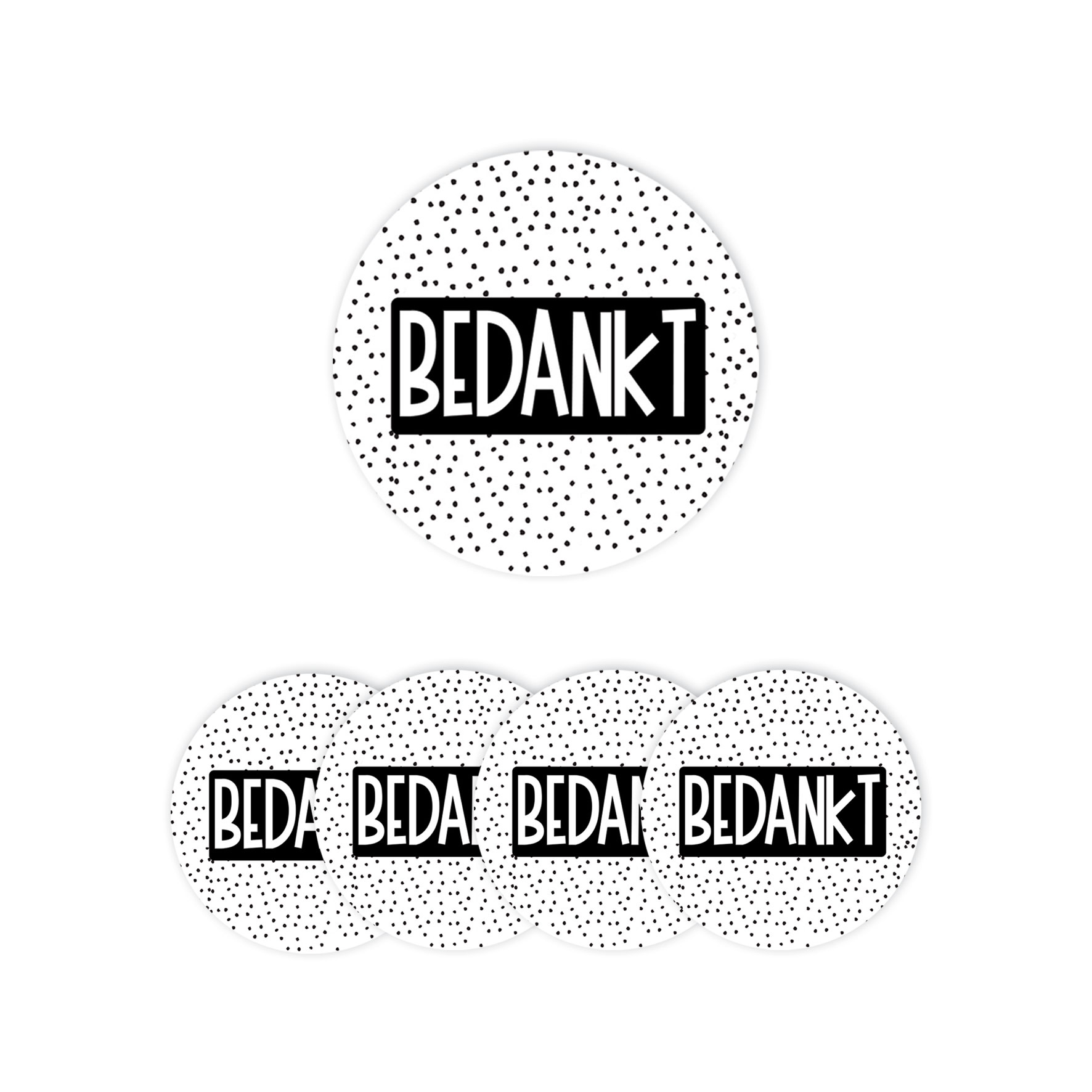 Sticker ”Bedankt” <br> 5 stuks