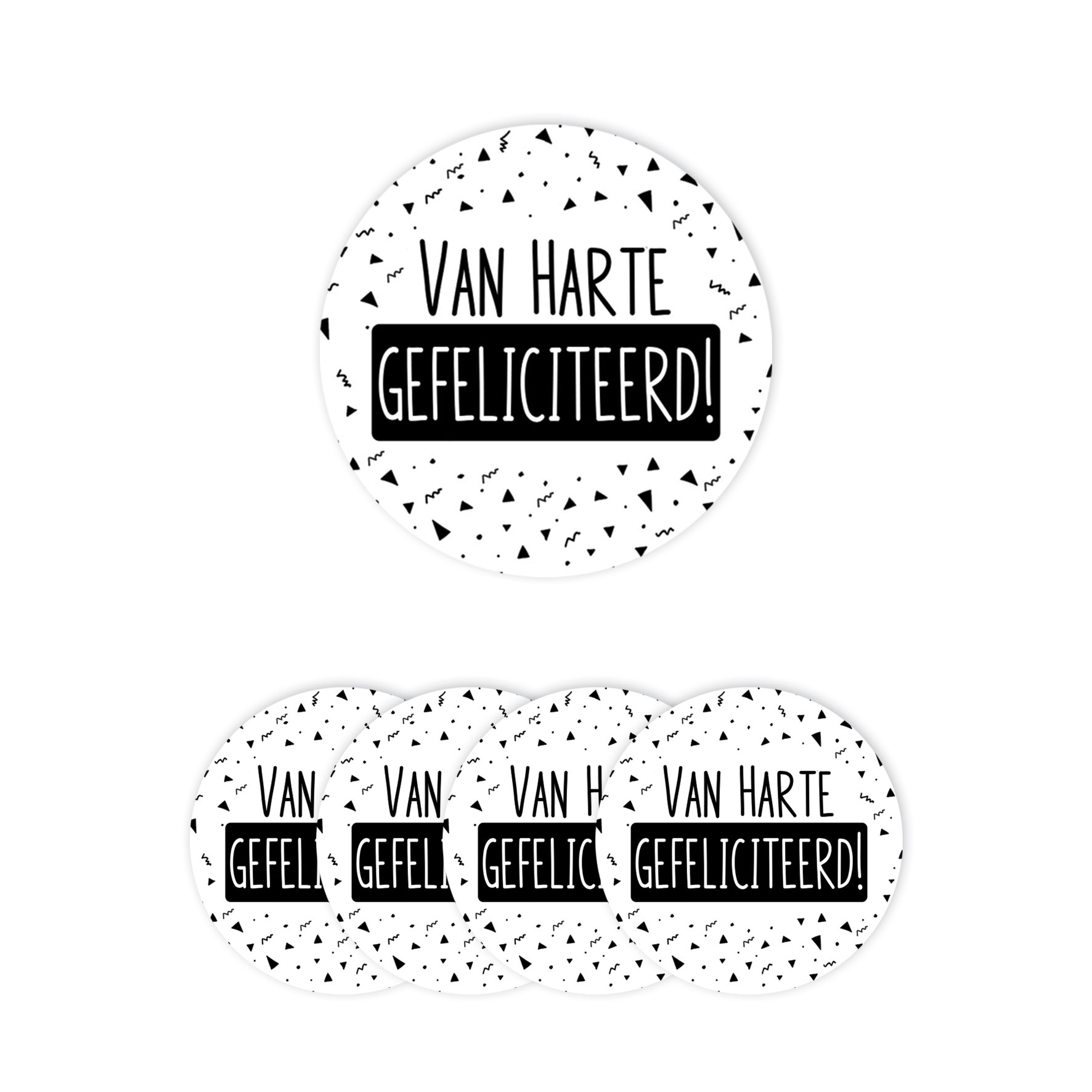 Sticker 'Van harte gefeliciteerd' <br> 5 stuks